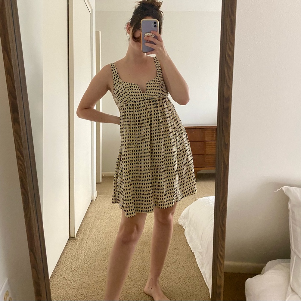 Anthropologie 100% Silk Baby Doll Slip Dress